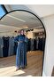 Women's Full Button Front Slim Belted Hijab Denim Jeans Overcoat - 7