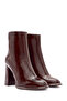 Women's Burgundy Zippered High Thick Heeled Patent Leather Boots 24Wfd 132516 - 5