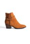 Mubiano Genuine Leather Collection Women's Zippered Short Thick Heel Suede Boots&Bootie Tan - Mczfr228 - Tb - 3