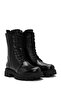 Black Leather Women's Boots - Lace up and Zipper 24WFD 185518 - 4