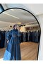 Women's Full Button Front Slim Belted Hijab Denim Jeans Overcoat - 5