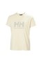 Hha.54593_Helly Hansen W Hh Logo T- Cream Crew Neck Regular Plain Women's T-Shirt