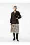 Standard Waist Leopard Patterned Pleated Midi Chiffon Skirt