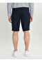 Navy Blue Men's Elastic Waist Slim Fit Shorts Ace002252043_Lac - 3