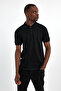 Men's Slim Fit Black Non-Stretch Cotton Polo Collar T-Shirt - 6