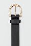Classic Faux Leather Belt with Oval Buckle Black - 3