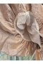 Metallic Metallized Lame Fabric Pocket Balloon Skirt Back Low Cut V Neck Night Party Invitation Evening Dress - 9
