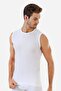 6 Pieces White Sleeveless Men's Athlete Round Neck Zero Sleeve T-Shirt 100% Cotton - 2