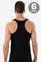 6 Pack Black Men's Rambo Sports Singlet 100% Cotton Rib
