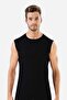 6 Pieces Black Sleeveless Men's Athlete Round Neck Zero Sleeve T-Shirt 100% Cotton - 3
