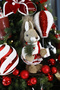 Christmas Ornament Glittered Airship Balloon Red White 30 cm - 2