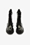 Black Patent Leather Lace up Side Zipper Women's Boots - 3