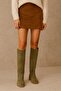 Ptn Eliz Women's Short Heel Suede Laser Cut Perforated Summer Boots-Green - 3