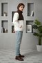 Men'S, Oversize, Half Zip, Plush, Sweat-White/Brown Color - 5