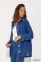 Women's Jeans Long Buttoned Hijab Blue Jeans Jacket with Chest Pockets - 4