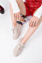 Women's Leather Rubber Laced Orthopedic Sole Ballerinas - 4