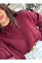 Burgundy Soft Bearded Yarn Wide Sleeve Detailed Knitwear Sweater - 2