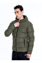Green Men's Hooded Collar Coat Mnj3228-Tpg-Nb - 3