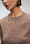 Querida Women's Round Neck Hair Braided Regular Fit Knitwear Brown Sweater - 5