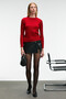 Querida Women's Round Neck Hair Braided Regular Fit Knitwear Red Sweater - 2