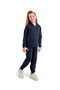 Girl's 7-8-9-10 Year Old Zippered Hooded 2 Thread Seasonal School Tracksuit Set Navy Blue