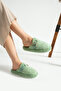 Green Buckle Towel Winter Women's Slippers - 6