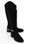 Women's Below-The-Knee Boots with Gold Buckle Detail and Zipper, Casual Boots, Lina Black Suede - 2