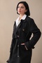 Black Trench Coat with Cross Pocket Detail - 2
