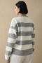Gold Buttoned Striped Gray Knitwear Cardigan - 3