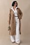 Beige Trench Coat with Cross Pocket Detail - 4