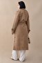 Beige Trench Coat with Cross Pocket Detail - 6