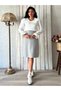 Gray Color Short Stamp Skirt - 7