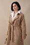 Beige Trench Coat with Cross Pocket Detail - 2