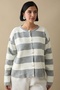 Gold Buttoned Striped Gray Knitwear Cardigan