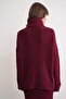 6928 Women's Ribbed Turtleneck Knitwear Sweater Claret Red - 7