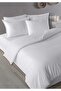 100% Cotton Satin Stripe Flounce Double Duvet Cover Set White 200X220 cm - 2