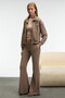 Torina Women's Embroidery Detailed Zippered Double Pocket Relax Mink Jacket - 3