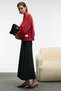 SERENYA Women's Cotton Label Detail Crew Neck Red Sweatshirt - 4