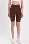 Women's High Waist, Firming Brown Ribbed Biker Shorts, Short Tights - 6