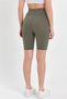 Women's High Waist Comforting Khaki Ribbed Biker Shorts Short Tights - 5
