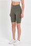 Women's High Waist Comforting Khaki Ribbed Biker Shorts Short Tights - 6