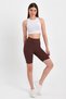 Women's High Waist, Firming Brown Ribbed Biker Shorts, Short Tights - 4