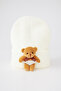 White Teddy Bear Plush Beanie - 3