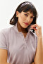 Women's Beige Buttoned Polo Collar Short Sleeve Cotton T-Shirt 8719 - 7