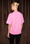 Lagertha women's 100% organic cotton thick textured oversize fit round neck pink t-shirt - 5