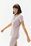 Women's Beige Buttoned Polo Collar Short Sleeve Cotton T-Shirt 8719 - 2