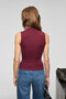 Miruva Women's Halter Neck Stretchy Fabric Zero Sleeve Burgundy Blouse - 5
