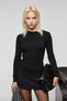 Querida Women's Round Neck Hair Braided Regular Fit Knitwear Black Sweater