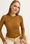 Crew Neck Knitwear Knitted Blouse Brown - 2
