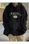 Unisex Black New Rochelle Printed Hooded Oversize Sweatshirt - 3